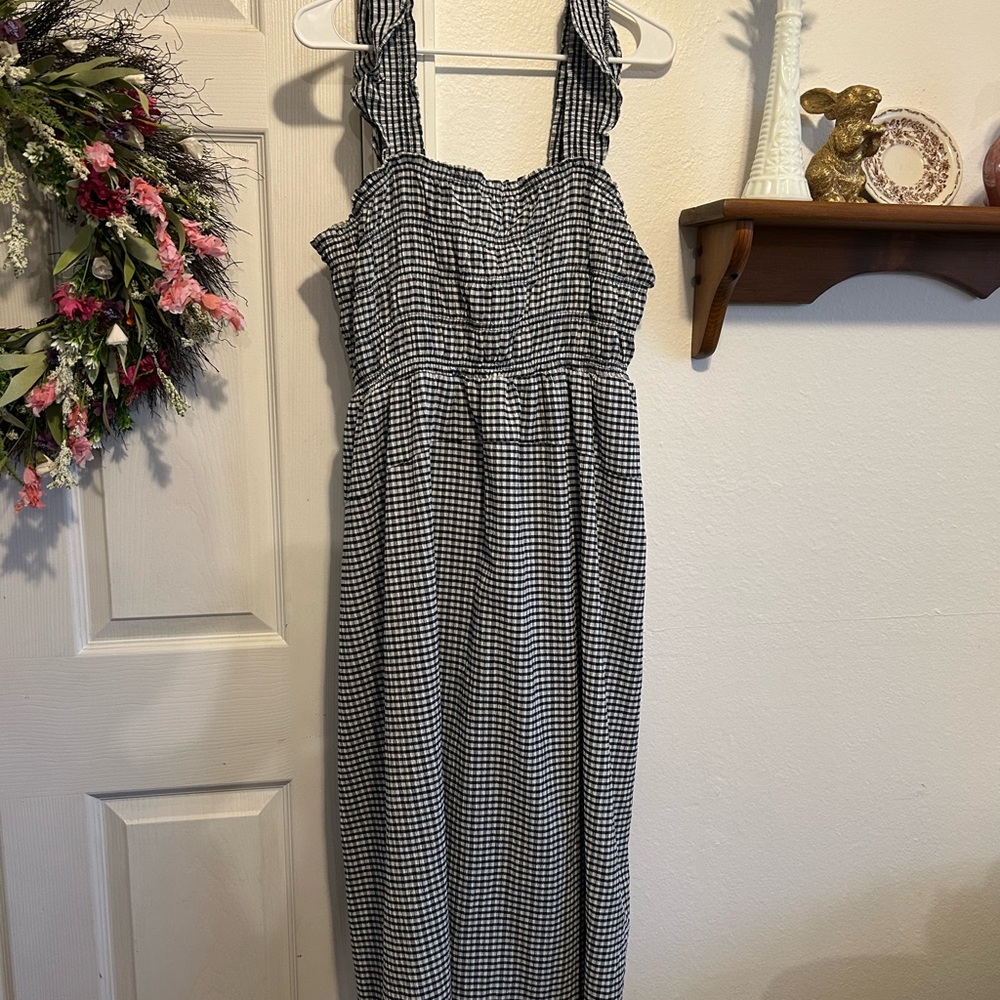 Old Navy - Navy and White Gingham Midi Dress